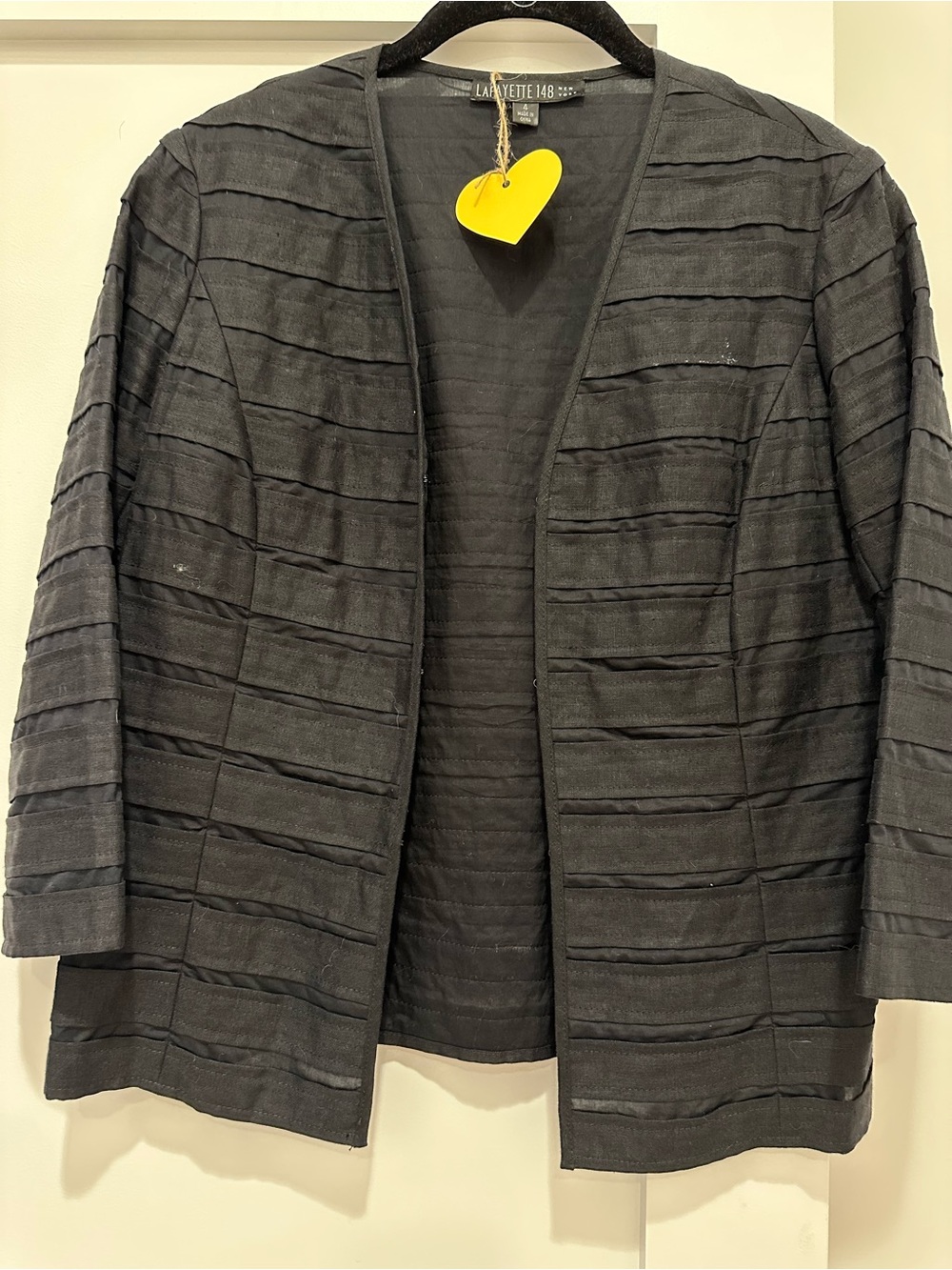 Lafayette 148 New York Black Textured Open Cardigan Jacket size 4 women’s